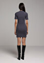 thumb-Slim Fit Düz Kadın Antrasit Kısa Kol Elbise