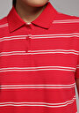 thumb-Regular Fit Yuvarlak Yaka Çizgili Kadın Kirmizi Kısa Kol Tişört