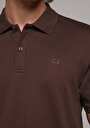thumb-Regular Fit Polo Yaka Düz Erkek Kahverengi Kısa Kol Tişört