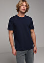 thumb-Regular Fit Yuvarlak Yaka Düz Erkek Lacivert Kısa Kol Tişört
