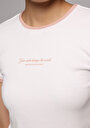 thumb-Slim Fit Yuvarlak Yaka Baskılı Kadın Beyaz Kısa Kol Tişört