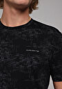 thumb-Regular Fit Yuvarlak Yaka Baskılı Erkek Siyah Kısa Kol Tişört