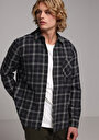 thumb-Regular Fit Shirt Neck Ekoseli Erkek Siyah Uzun Kol Gömlek