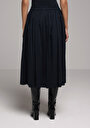 thumb-Midi Düz  Kadın Lacivert Etek