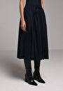thumb-Midi Düz  Kadın Lacivert Etek