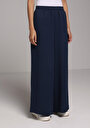 thumb-Regular Fit Yüksel Bel Geniş Paça Kadın Lacivert  Pantolon