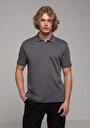 thumb-Regular Fit Polo Yaka Düz Erkek Antrasit Kısa Kol Tişört