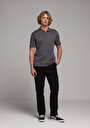 thumb-Regular Fit Polo Yaka Düz Erkek Antrasit Kısa Kol Tişört