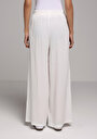 thumb-Regular Fit Yüksel Bel Geniş Paça Kadın Beyaz  Pantolon
