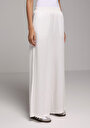 thumb-Regular Fit Yüksel Bel Geniş Paça Kadın Beyaz  Pantolon