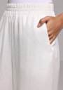 thumb-Regular Fit Yüksel Bel Geniş Paça Kadın Beyaz  Pantolon