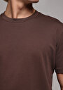 thumb-Regular Fit Yuvarlak Yaka Düz Erkek Kahverengi Kısa Kol Tişört