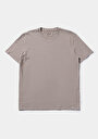 thumb-Regular Fit Yuvarlak Yaka Düz Pamuklu Erkek Taş Kısa Kol Tişört