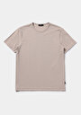 thumb-Regular Fit Yuvarlak Yaka Düz Erkek Bej Kısa Kol Tişört