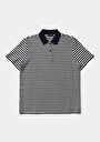 thumb-Regular Fit Polo Yaka Çizgili Erkek Lacivert Kısa Kol Tişört