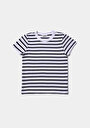 thumb-Slim Fit Yuvarlak Yaka Çizgili Kadın Lacivert Kısa Kol Tişört