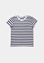 thumb-Slim Fit Yuvarlak Yaka Çizgili Kadın Lacivert Kısa Kol Tişört