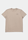 thumb-Regular Fit Yuvarlak Yaka Düz Erkek Bej Kısa Kol Tişört