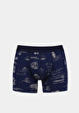 thumb-Modern Fit Baskılı Erkek Lacivert Boxer