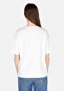 thumb-Regular Fit Yuvarlak Yaka Nakışlı Kadın Beyaz Kısa Kol Tişört