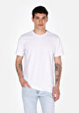 thumb-Regular Fit Yuvarlak Yaka Jakarlı Erkek Beyaz Kısa Kol Tişört