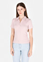 thumb-Slim Fit Polo Yaka Düz Kadın Pembe Kısa Kol Tişört