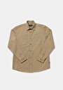 thumb-Relaxed Fit Shirt Neck Düz Erkek Kahverengi Uzun Kol Gömlek