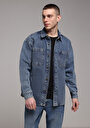 thumb-Oversize Fit   Erkek Mavi Shacket