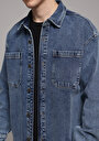 thumb-Oversize Fit   Erkek Mavi Shacket