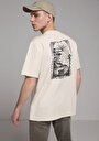 thumb-Comfort Fit Yuvarlak Yaka Baskılı Erkek Bej Kısa Kol Tişört