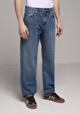 thumb-Loose Relaxed Fit   Erkek Mid İndigo Denim Jean Pantolon