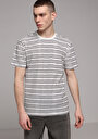 thumb-Regular Fit Yuvarlak Yaka Çizgili Erkek Gri Kısa Kol Tişört