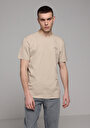 thumb-Regular Fit Yuvarlak Yaka Düz Erkek Bej Kısa Kol Tişört
