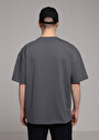 thumb-Oversize Fit Yuvarlak Yaka Düz Erkek Antrasit Kısa Kol Tişört
