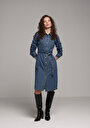 thumb-Slim Fit Düz Kadın Mavi Uzun Kol Elbise