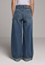thumb-Loose Fit Düşük Bel Geniş Paça Kadın İndigo Jean Pantolon