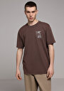 thumb-Comfort Fit Yuvarlak Yaka Düz Erkek Kahverengi Kısa Kol Tişört