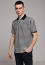 thumb-Regular Fit Polo Yaka Çizgili Erkek Lacivert Kısa Kol Tişört