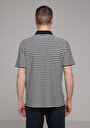 thumb-Regular Fit Polo Yaka Çizgili Erkek Lacivert Kısa Kol Tişört