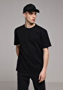 thumb-Oversize Fit Yuvarlak Yaka Düz Erkek Antrasit Kısa Kol Tişört