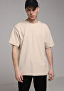 thumb-Comfort Fit Yuvarlak Yaka Düz Erkek Bej Kısa Kol Tişört