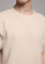 thumb-Comfort Fit Yuvarlak Yaka Düz Erkek Bej Kısa Kol Tişört