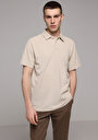 thumb-Regular Fit Polo Yaka Düz Erkek Taş Kısa Kol Tişört