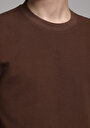 thumb-Comfort Fit Yuvarlak Yaka Düz Erkek Kahverengi Kısa Kol Tişört