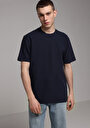 thumb-Comfort Fit Yuvarlak Yaka Düz Erkek Lacivert Kısa Kol Tişört