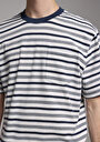 thumb-Comfort Fit Yuvarlak Yaka Çizgili Erkek Lacivert Kısa Kol Tişört