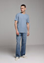 thumb-Regular Fit Yuvarlak Yaka Düz Erkek Mavi Kısa Kol Tişört