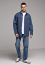 thumb-Oversize Fit   Erkek Stripe Denim Shacket