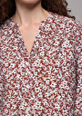 thumb-Fashion Fit Yuvarlak Yaka Çiçekli Kadın Kahverengi Uzun Kol Gömlek
