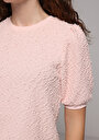 thumb-Regular Fit Yuvarlak Yaka Jakarlı Kadın Pembe Kısa Kol Tişört